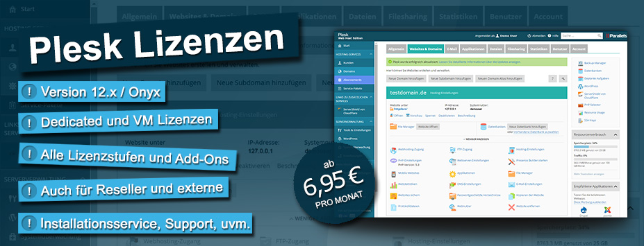 Plesk Lizenzen